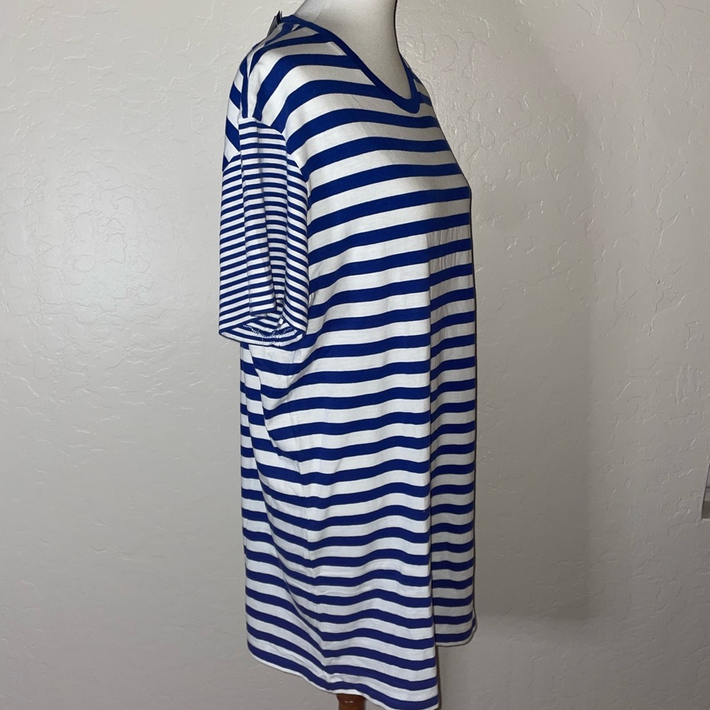 🎉HP🎉New! Polo Ralph Lauren Blue Stripe Oversized Fit Cotton T Shirt Dress XL - Picture 4 of 13